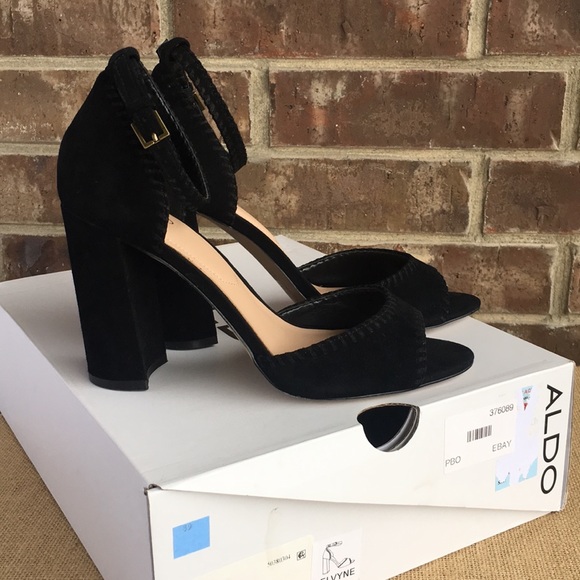 Aldo Suede Ankle Strap Block Heels - Picture 8 of 8